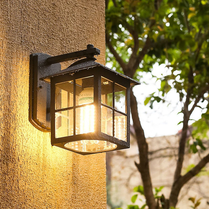 Modern Simplicity Waterproof Aluminum Square Glass Shade 1-Light Wall Sconce Lamp For Outdoor Patio | Stornfield