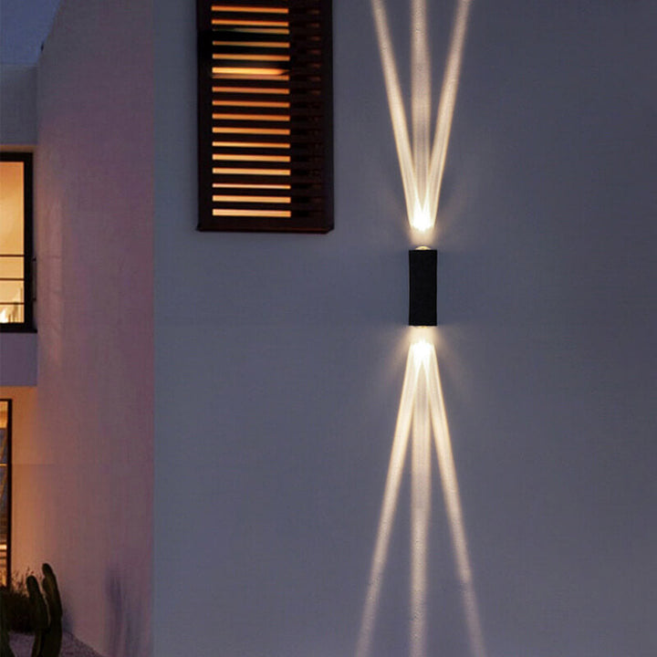 Modern Aluminum Lens Outdoor Patio Double-headed LED Wall Sconce Lamp | Stornfield