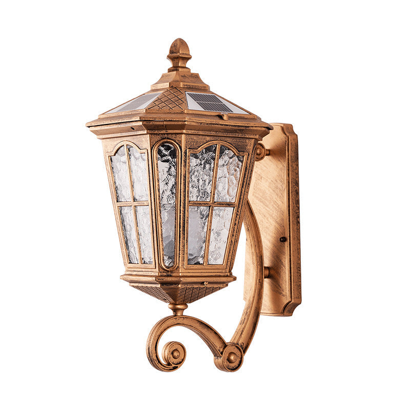 European Solar Outdoor Lantern Aluminum Glass Waterproof 1-Light Wall Sconce Lamp | Stornfield