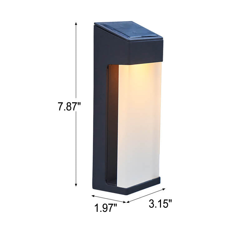 Solar Square Frosted Glass Waterproof Outdoor LED Wall Sconce Lamp | Stornfield