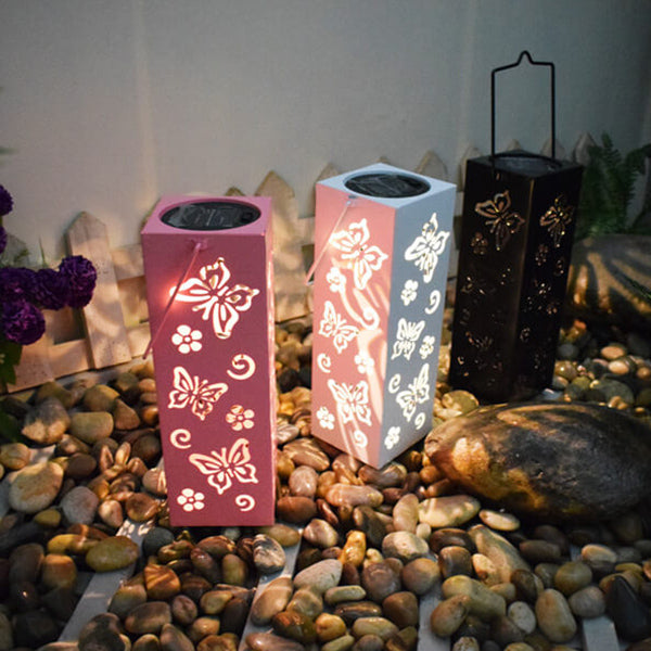Stornfield | Rose Solar Butterfly Pattern Hollow Column Waterproof LED Outdoor Decorative Lamp