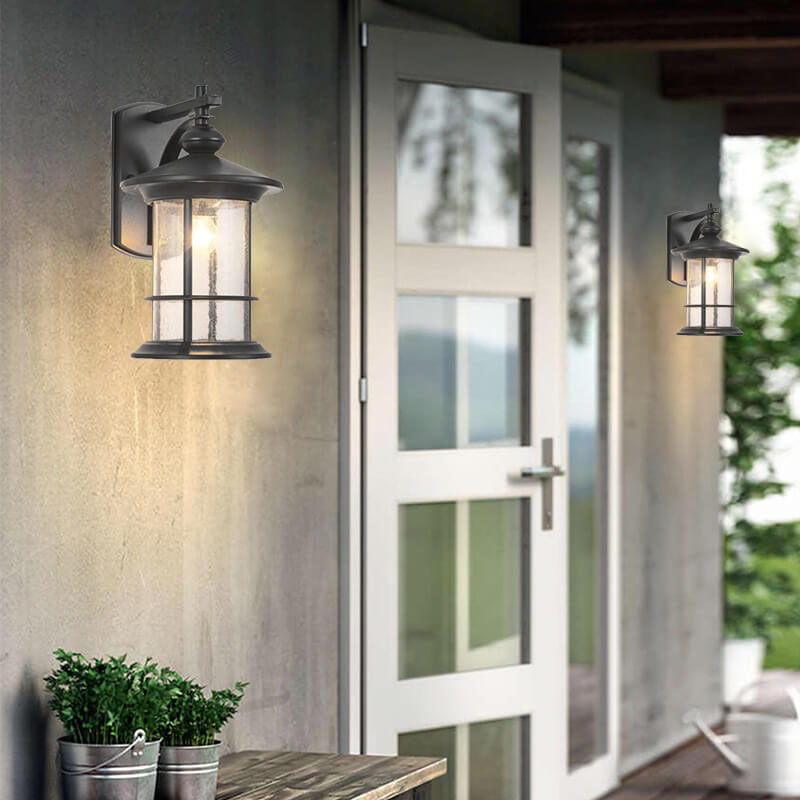 Industrial Vintage Bubble Glass Column 1-Light Outdoor Waterproof Wall Sconce Lamp | Stornfield