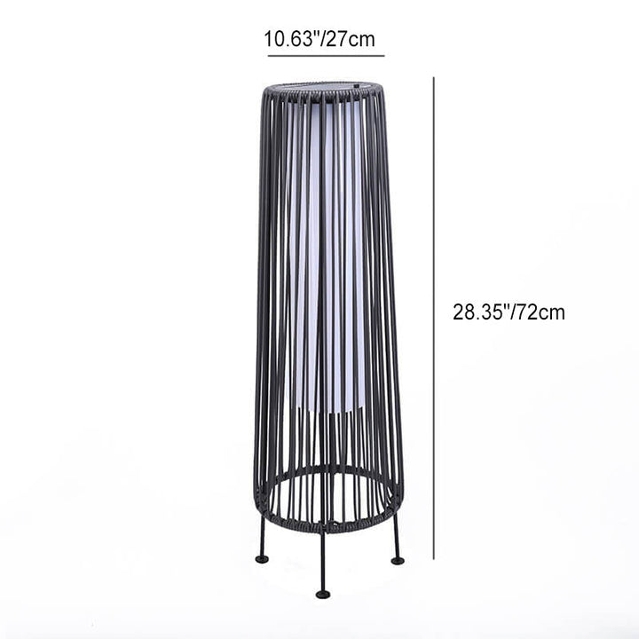 Modern Shabby Chic Solar Round Trapezoidal Iron Rattan Wicker LED Outdoor Light For Outdoor Patio | Stornfield