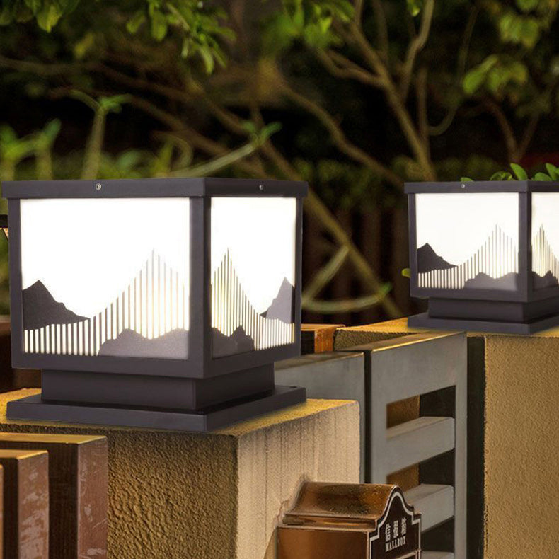 Traditional Chinese Aluminum Glass Square LED Waterproof Solar Landscape Light For Outdoor Patio | Stornfield