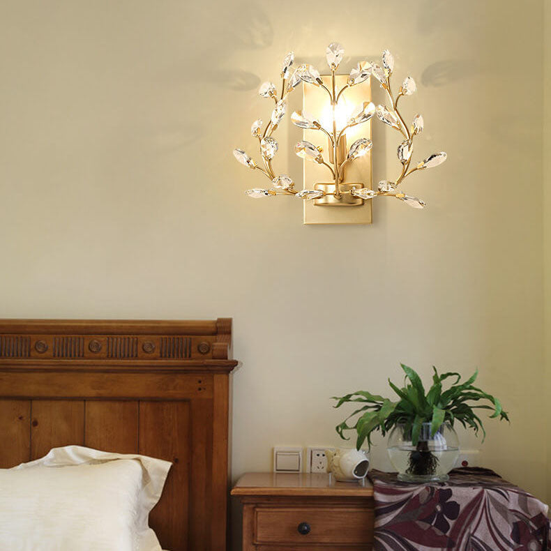 Stornfield | Luminis Wall Sconce | Luxury Crystal Design | Leaf Pattern | 1-Light & Modern