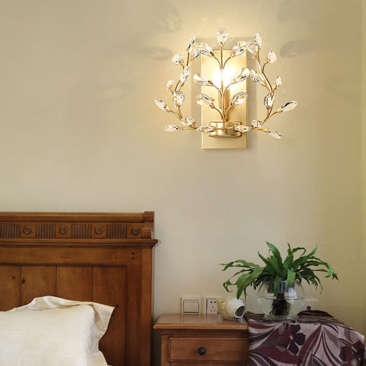 Stornfield | Luminis Wall Sconce | Luxury Crystal Design | Leaf Pattern | 1-Light & Modern