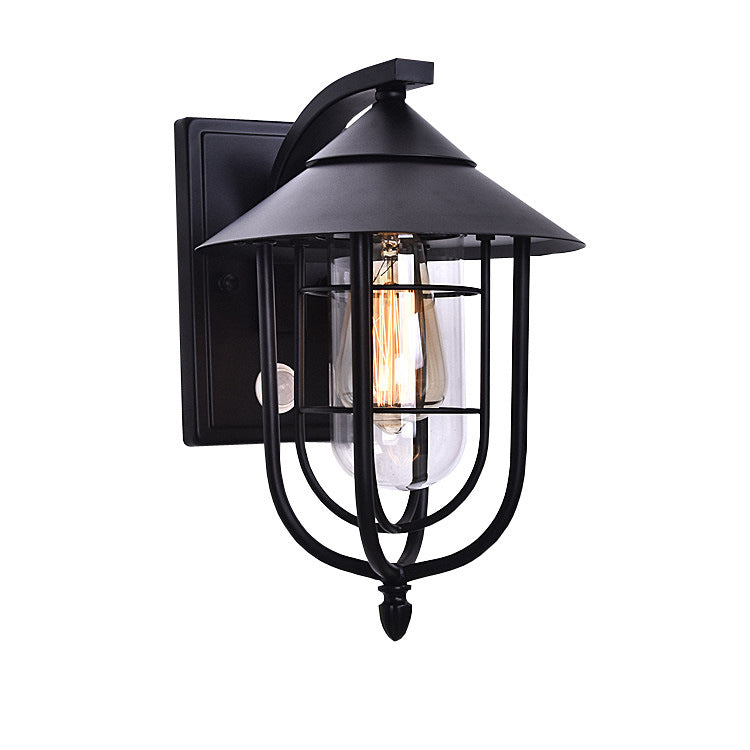 Contemporary Industrial Iron Waterproof Human Body Sensing 1-Light Outdoor Wall Sconce Lamp For Outdoor Patio | Stornfield