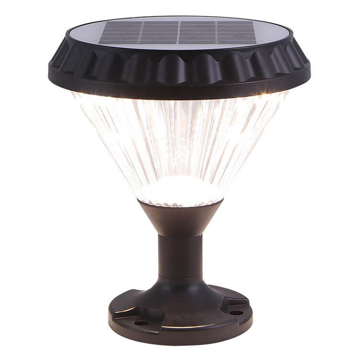Modern Black Solar Die-Cast Aluminum Glass Outdoor Patio Waterproof Column Head Light | Stornfield