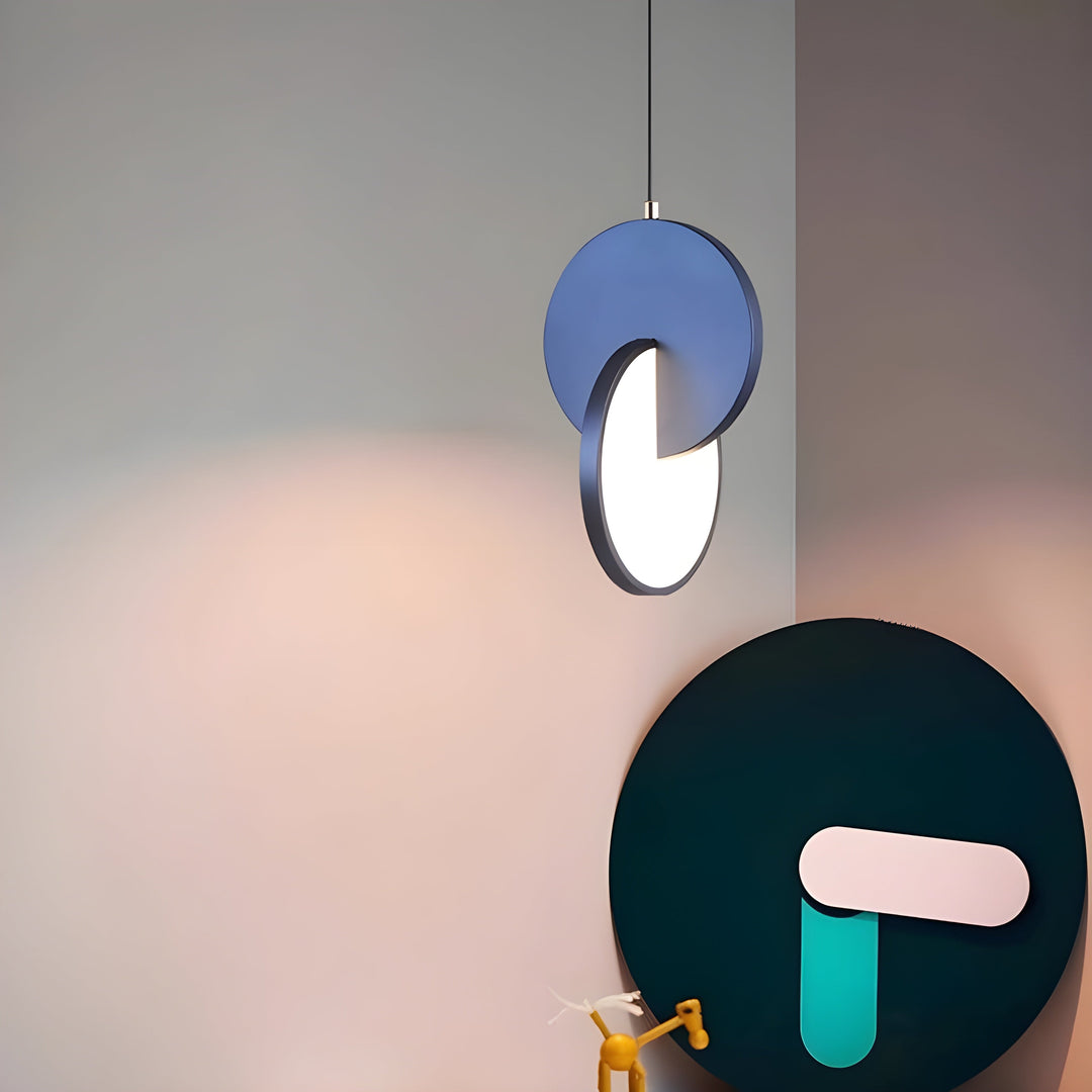 Modern Scandinavian LED pendant lamp with round frame and warm light bowl