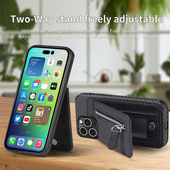 Magnetic zipper wallet case with credit card holder | Stornfield