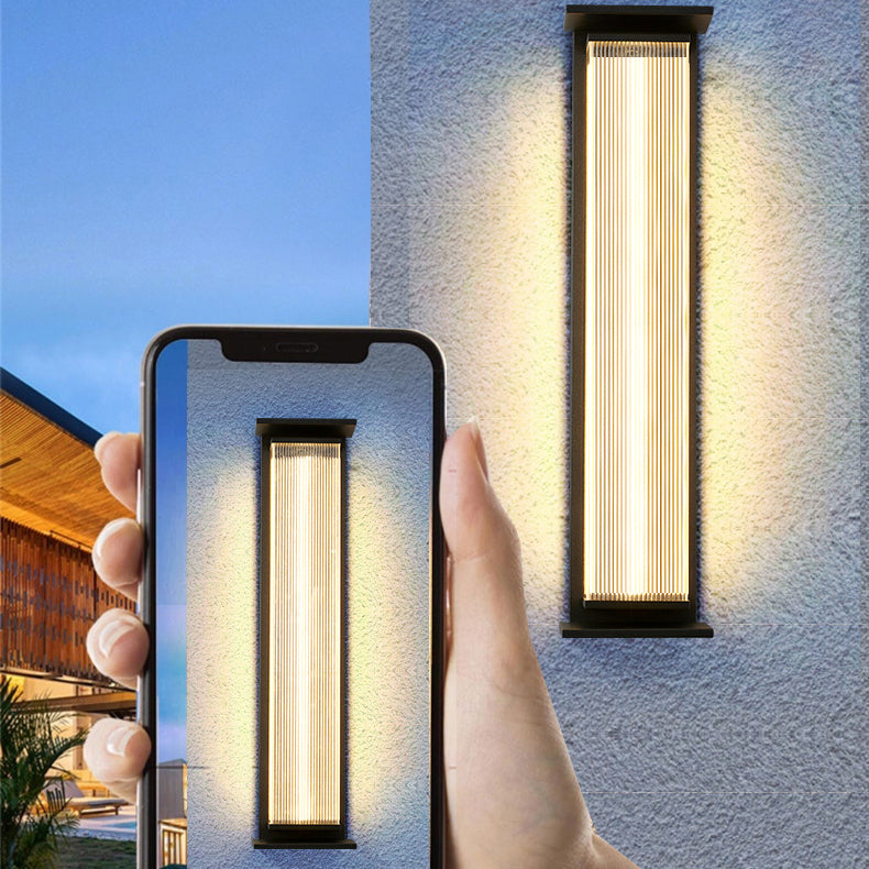 Modern Minimalist Waterproof Rectangular Stainless Steel Acrylic LED Wall Sconce Lamp For Outdoor Patio | Stornfield