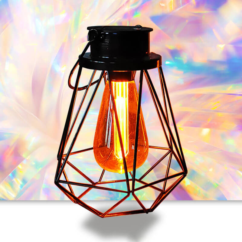 Solar Retro Iron Lantern Geometry LED Decorative Outdoor Landscape Light | Stornfield