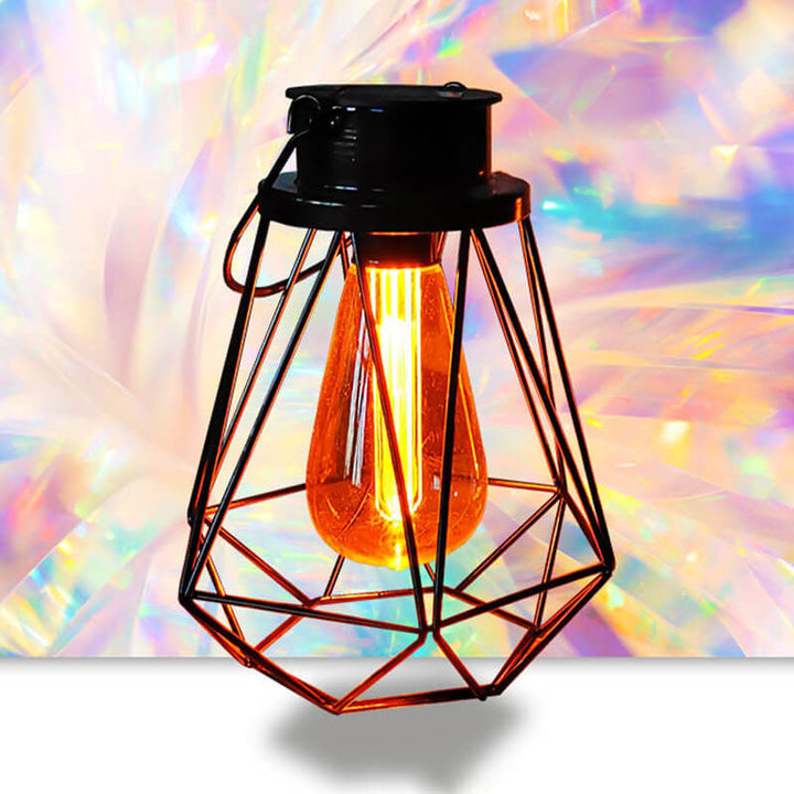 Solar Retro Iron Lantern Geometry LED Decorative Outdoor Landscape Light | Stornfield