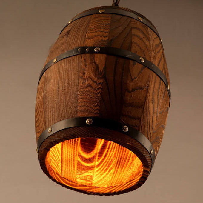 Stornfield | BarrelGlow Vintage Luster Pendant | Wooden Wine Barrel Design | 1-Light | Rustic Lighting