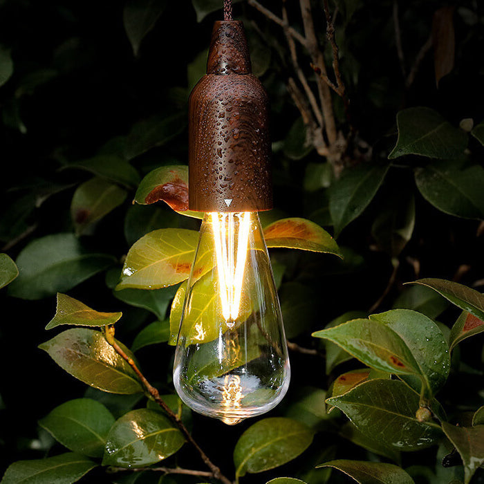 Retro Portable Waterproof Wood Round Cone Battery USB 1-Light Camping Outdoor Light | Stornfield