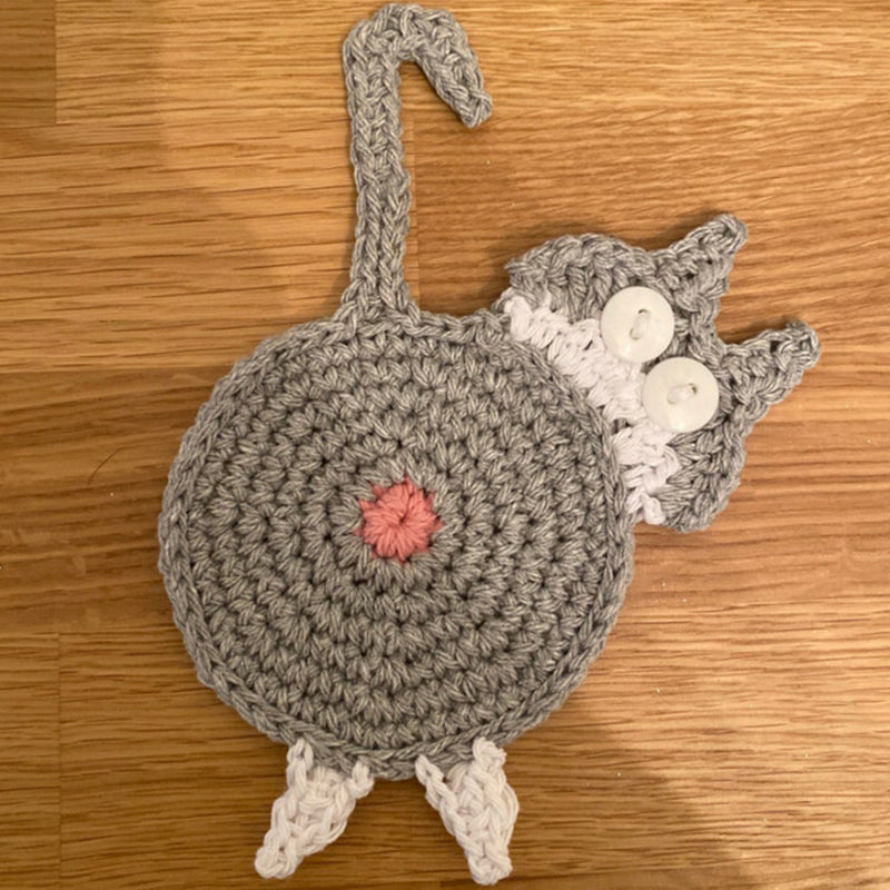 Funny Cat Butt Coasters Cat Butt Cup Mat Knitted Gift for Cat Lovers | Stornfield