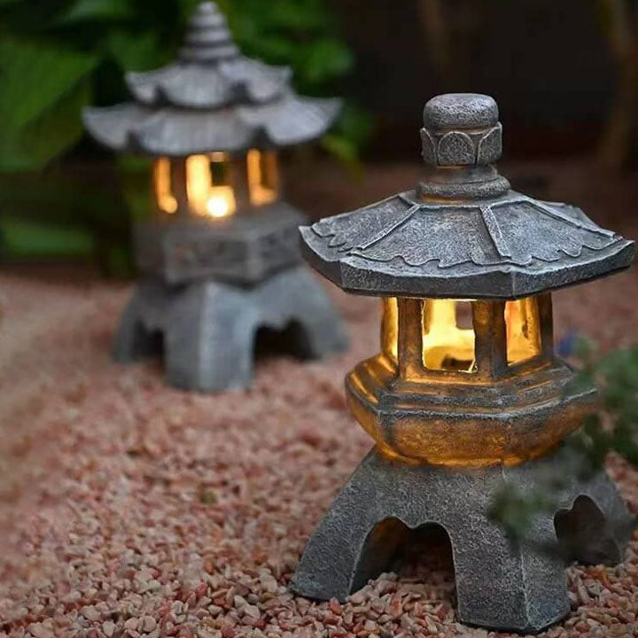 Retro Decorative Solar Tower Resin LED Outdoor Landscape Lighting | Stornfield