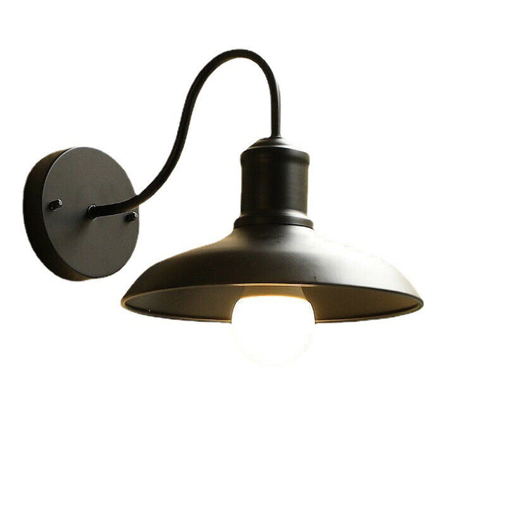 Retro Loft Dome Iron Outdoor Waterproof 1-Light Bent Arm Wall Sconce Lamp | Stornfield