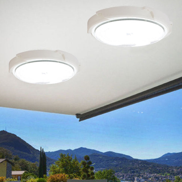 Modern Round Solar LED Remote Control Outdoor Indoor Flush Mount Lighting | Stornfield