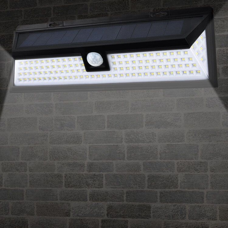Modern Black Rectangular Human Sensor Solar Waterproof Outdoor Garden LED Wall Light | Stornfield