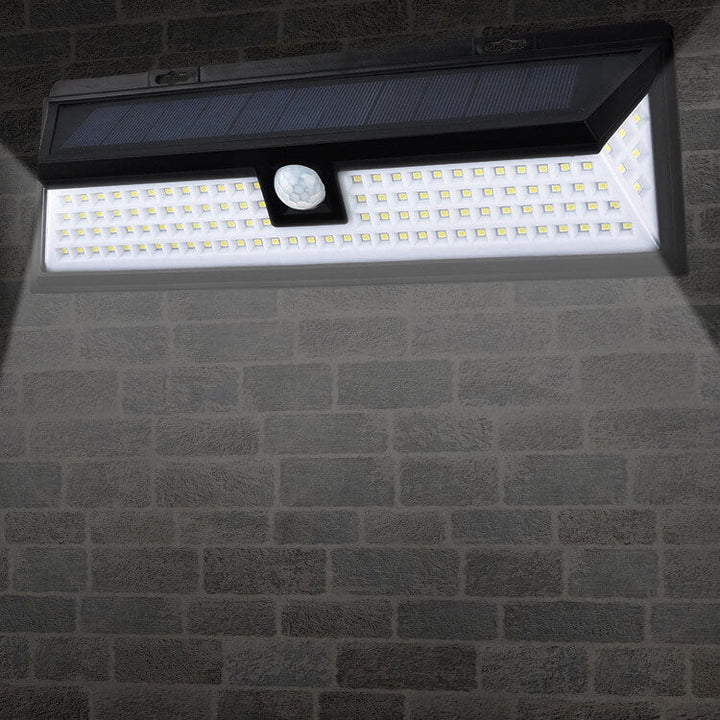 Modern Black Rectangular Human Sensor Solar Waterproof Outdoor Garden LED Wall Light | Stornfield