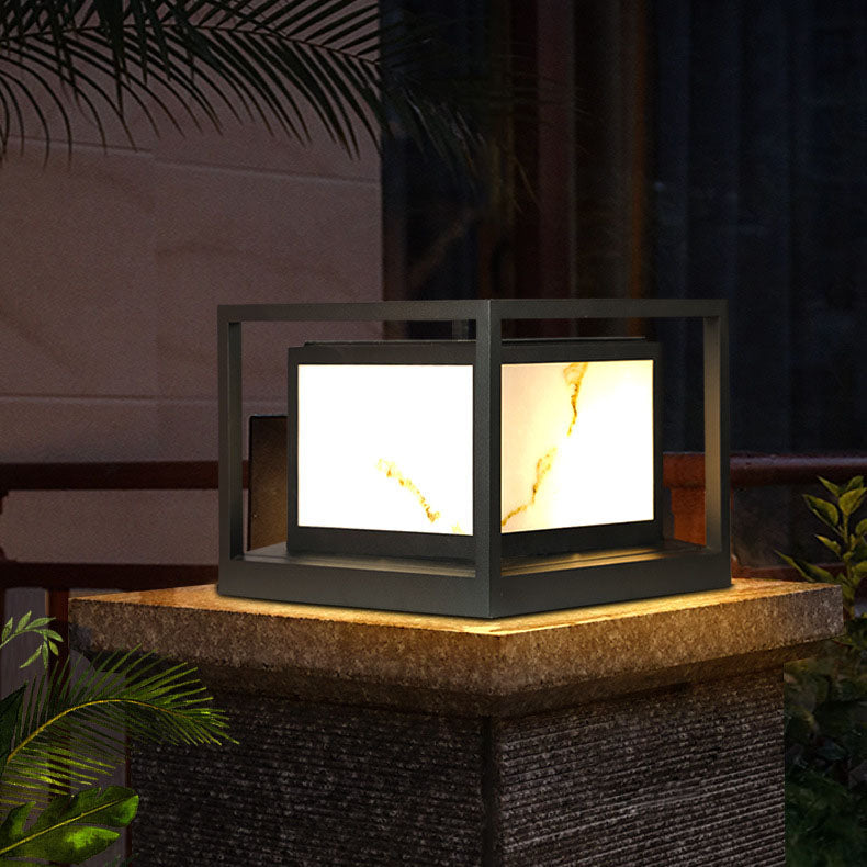 Modern Solar Square Chinese Outdoor Column Head Light LED Lawn Landscape Light | Stornfield