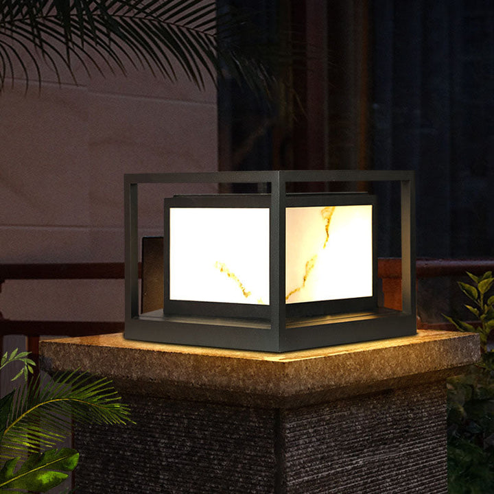 Modern Solar Square Chinese Outdoor Column Head Light LED Lawn Landscape Light | Stornfield