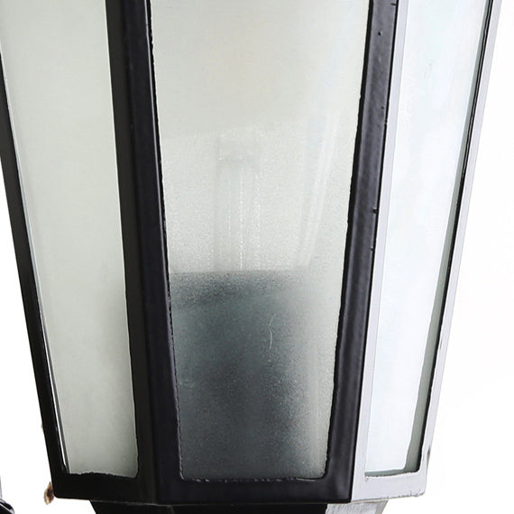 Contemporary Industrial Hexagonal Aluminum Frame Frosted Glass 1-Light Outdoor Wall Sconce Lamp For Garden | Stornfield