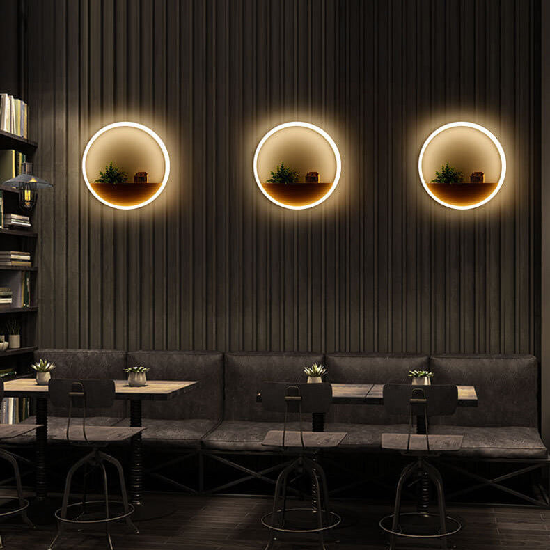 Stornfield | Lumoshelf LED Wall Sconce | Solid Wood with Shelf | Round Wall Light | Warm & White Light