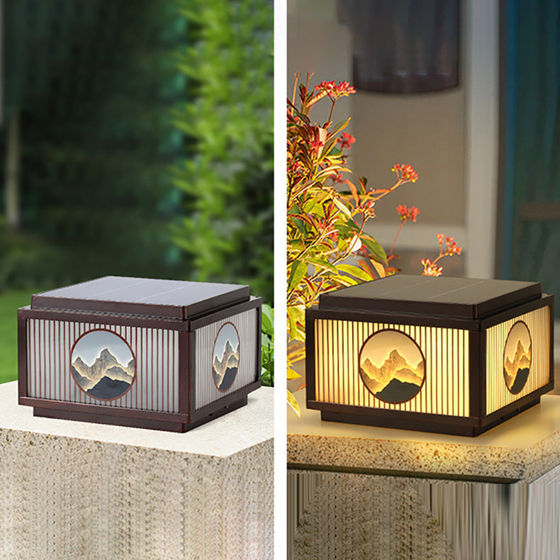 Modern Minimalist Solar Waterproof Square Aluminum Glass LED Post Head Light For Garden | Stornfield