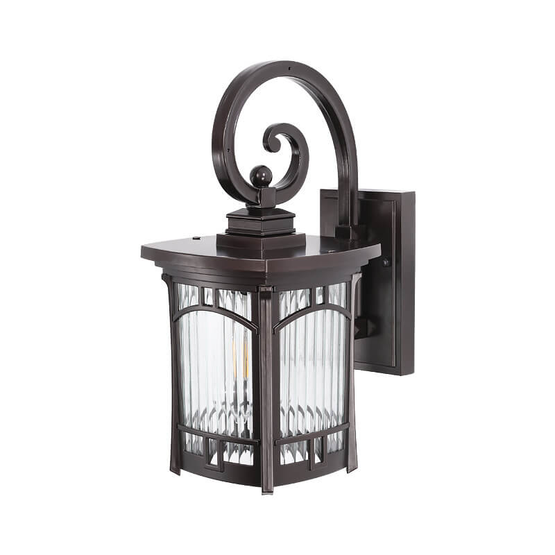 Modern Square Aluminum Glass Carved 1-Light Outdoor Waterproof Wall Sconce Lamp | Stornfield