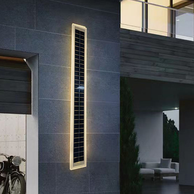 Minimalist Outdoor Solar Rectangular Strip Waterproof Patio LED Wall Sconce Lamp | Stornfield