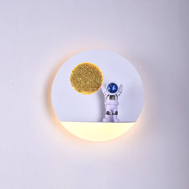 Stornfield | Creative Contemporary Iron Resin Astronaut LED Round Wall Lamp for Bedroom