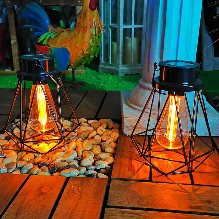 Solar Retro Iron Lantern Geometry LED Decorative Outdoor Landscape Light | Stornfield
