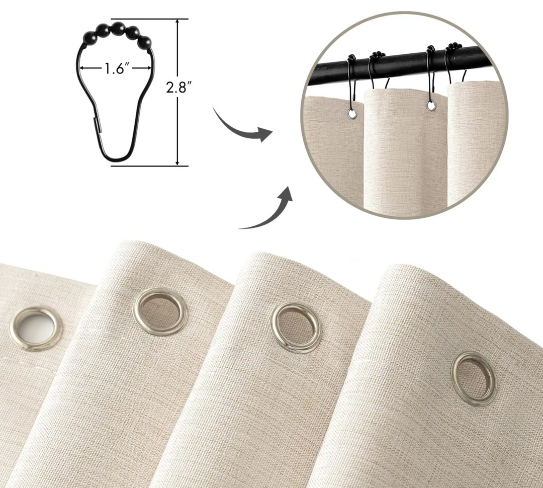 Luxurious linen shower curtain – Waterproof and thick Stornfield faux linen