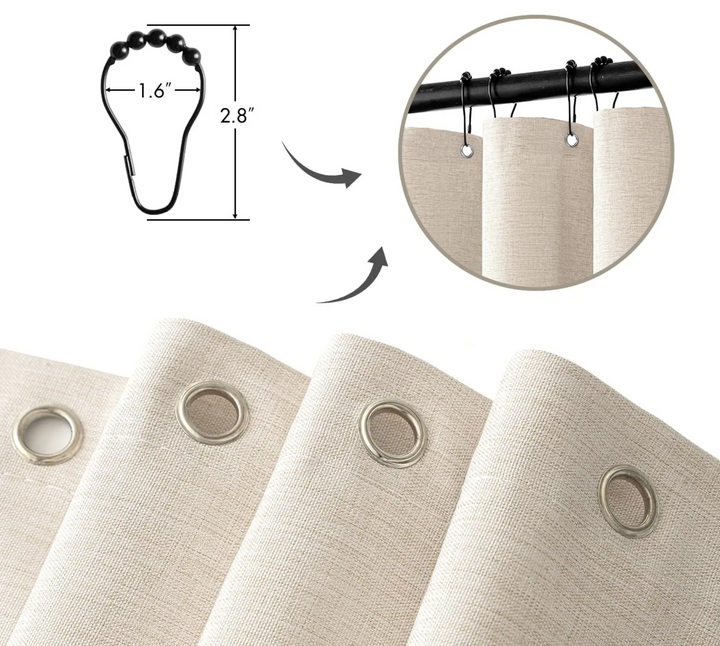 Luxurious linen shower curtain – Waterproof and thick Stornfield faux linen