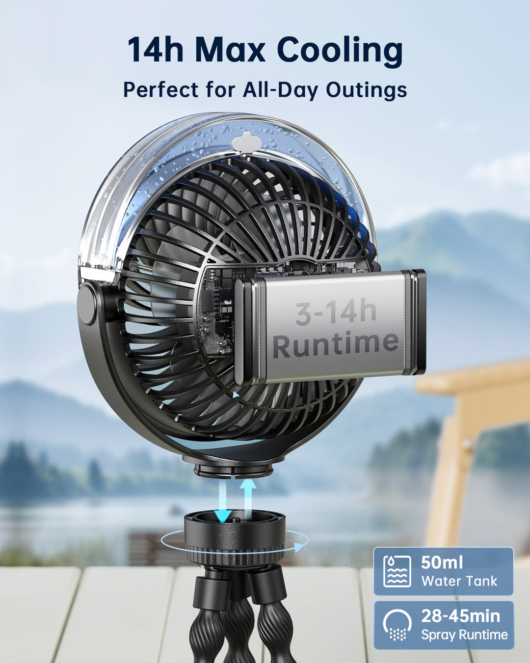 Misting Stroller Fan – Portable Baby Fan with Spray | Stornfield