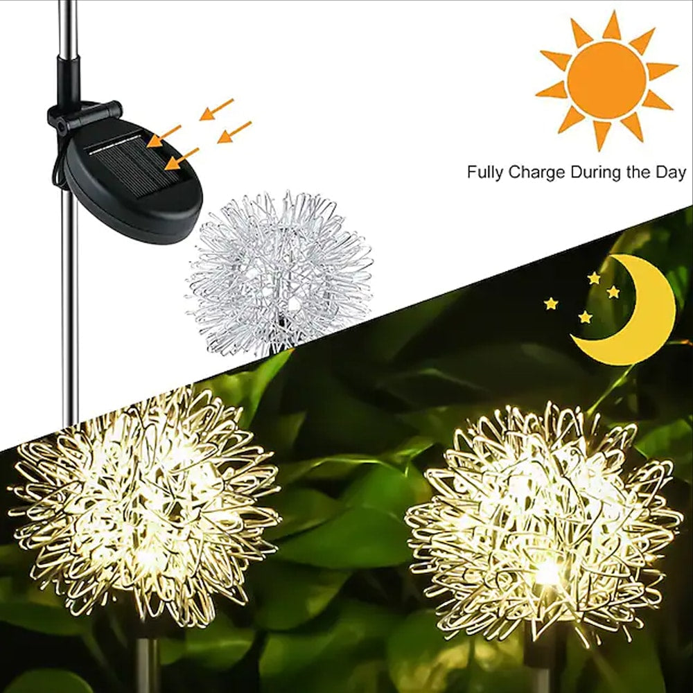 Solar LED Garden Light (2 pieces) Dandelion Design with Spike | Stornfield