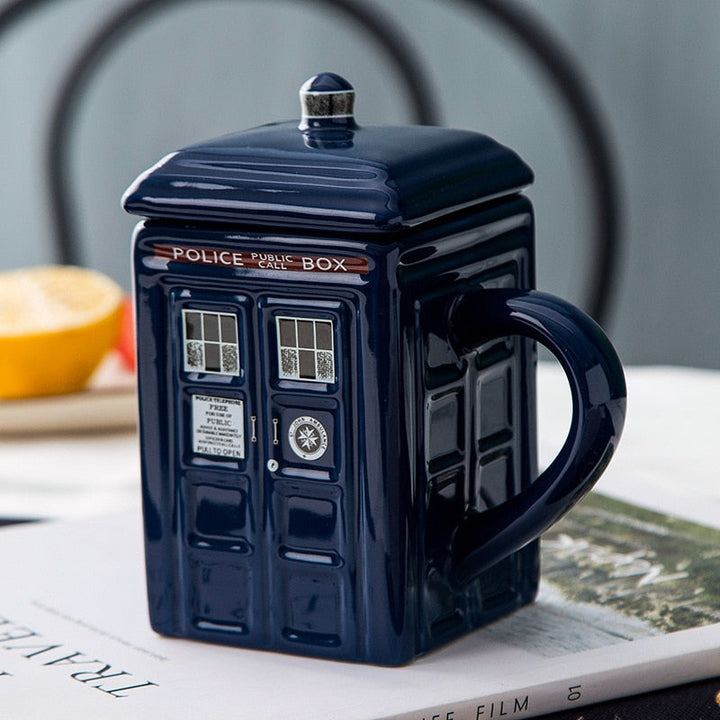 Sci-Fi Police Box Mug with Spoon – ideal gift for coffee and tea lovers | Stornfield