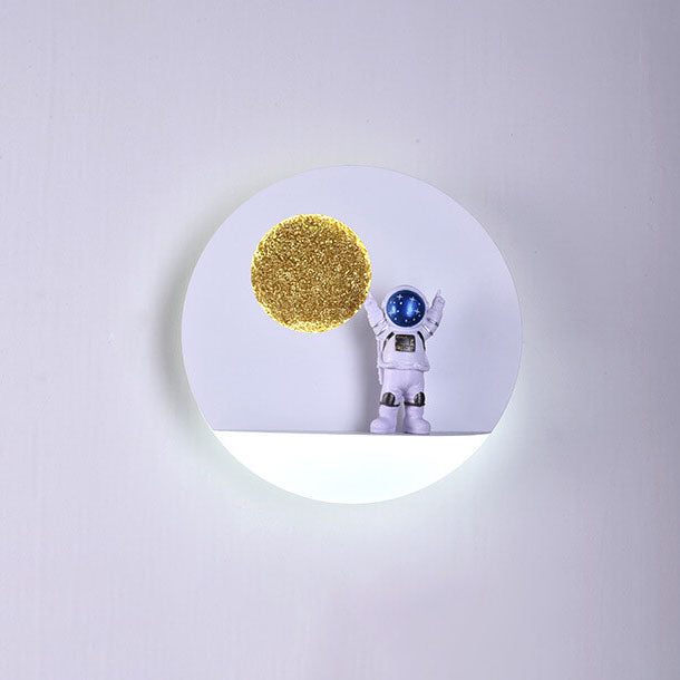 Stornfield | Creative Contemporary Iron Resin Astronaut LED Round Wall Lamp for Bedroom