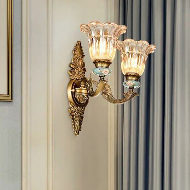 Stornfield | FlorisLuxe European Wall Sconce | Blossom Design | 1-2 Lights | High Quality Resin & Glass | Elegance for Living Room & Hallway