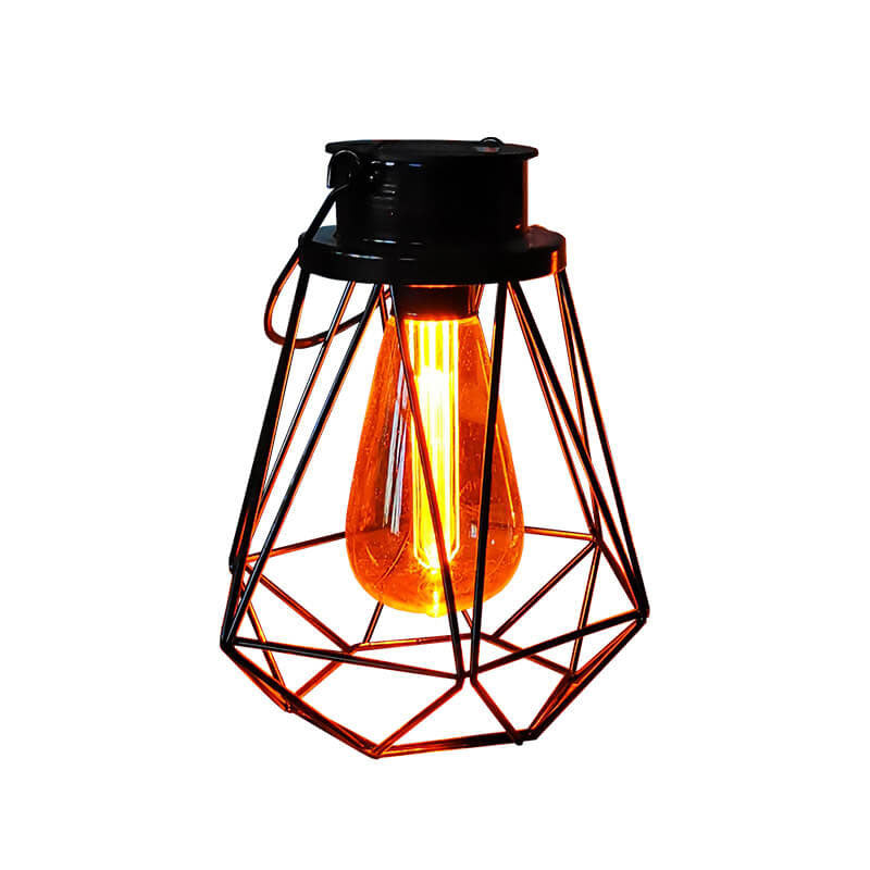 Solar Retro Iron Lantern Geometry LED Decorative Outdoor Landscape Light | Stornfield