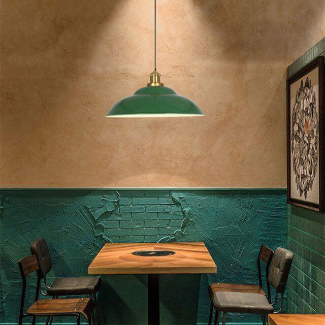 Stornfield | RetroDome Industrial Vintage Pendant Light | Green Iron Dome Design | Single Light | Rustic Ceiling Lighting