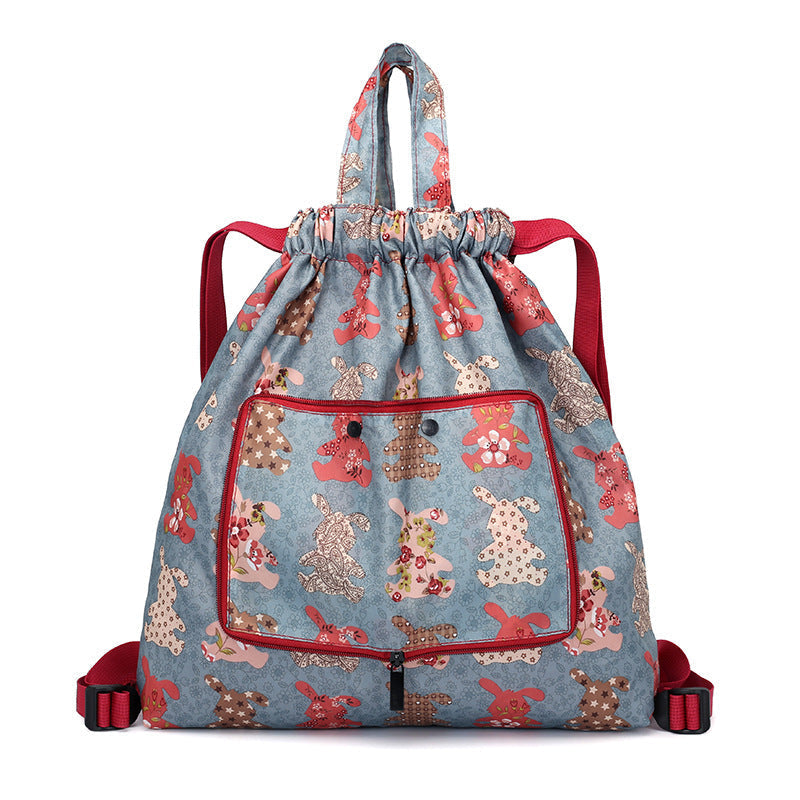 Foldable Printed Nylon Backpack with Drawstring | Stornfield