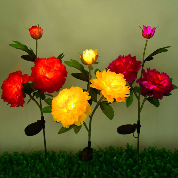 Contemporary Creative Solar Peony Flower LED Waterproof Lawn Landscape Insert Light For Outdoor Patio | Stornfield
