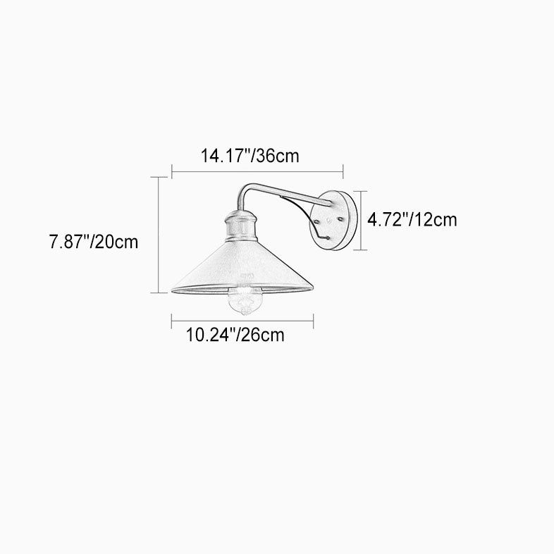 Modern Minimalist Cone Iron 1-Light Wall Sconce Lamp For Outdoor Patio | Stornfield