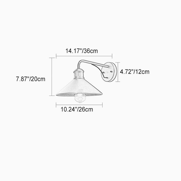 Modern Minimalist Cone Iron 1-Light Wall Sconce Lamp For Outdoor Patio | Stornfield