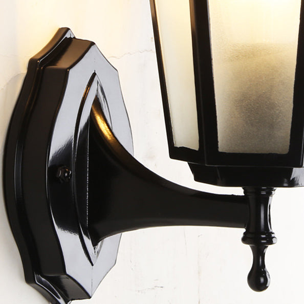 Contemporary Industrial Hexagonal Aluminum Frame Frosted Glass 1-Light Outdoor Wall Sconce Lamp For Garden | Stornfield