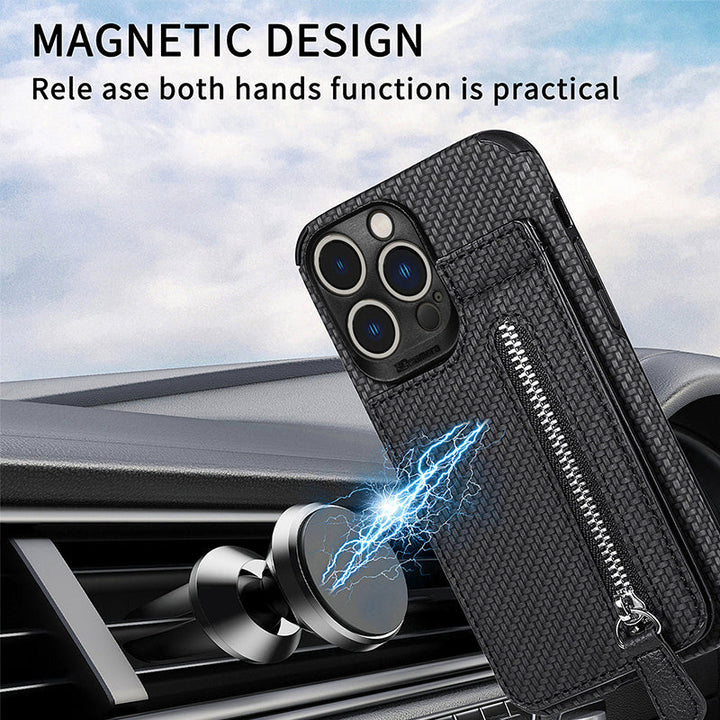 Magnetic zipper wallet case with credit card holder | Stornfield