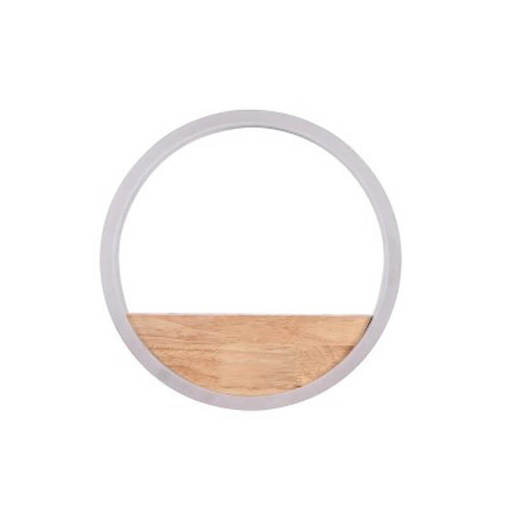 Stornfield | Lumoshelf LED Wall Sconce | Solid Wood with Shelf | Round Wall Light | Warm & White Light
